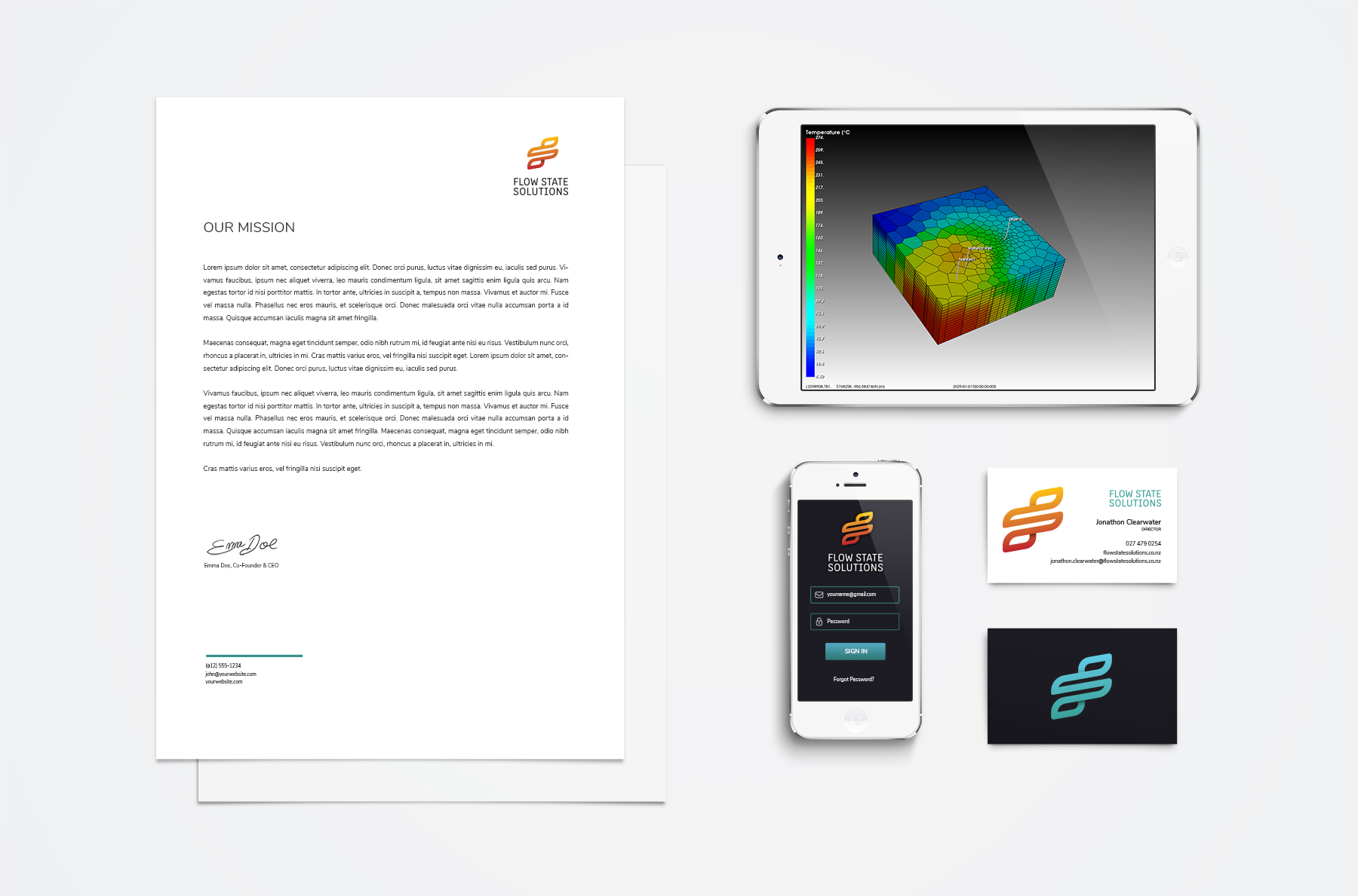 Flow State Solutions stationery design